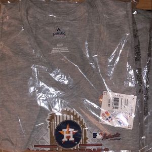 MAJESTIC Gray KNIT Houston Astros WORLD SERIES CHAMPS 2017 T-Shirt Sz M